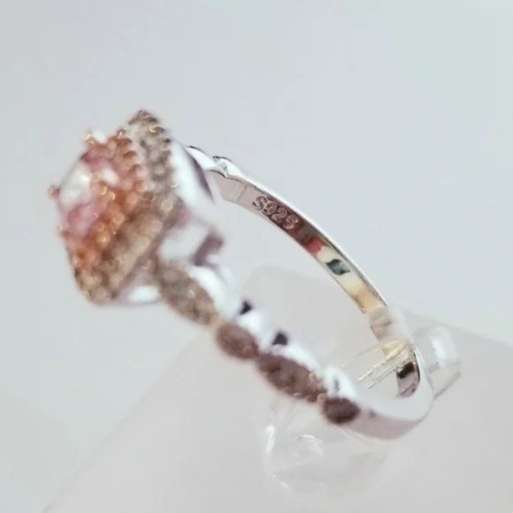 Sterling Pink Princess Cut Solitaire - Picture 7 of 9